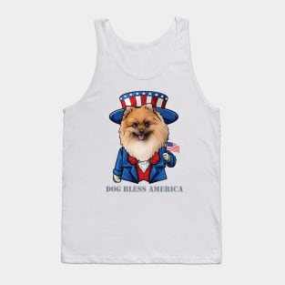 Pomeranian Dog Bless America Tank Top